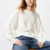 3D Knit bomuldssweater med voluminøse ærmer til kvinder