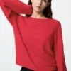 3D Knit bomuldssweater med voluminøse ærmer til kvinder