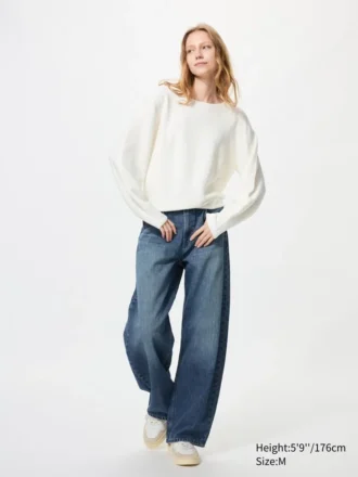 3D Knit bomuldssweater med voluminøse ærmer til kvinder