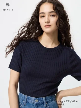 3D Knit merino-sweater til kvinder | Halv ærme