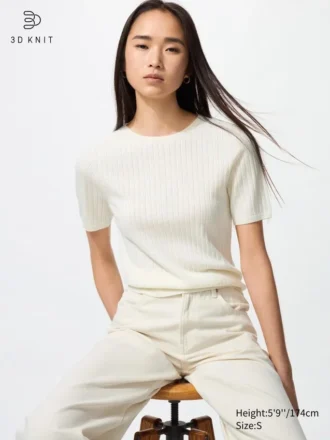3D Knit merino-sweater til kvinder | Halv ærme