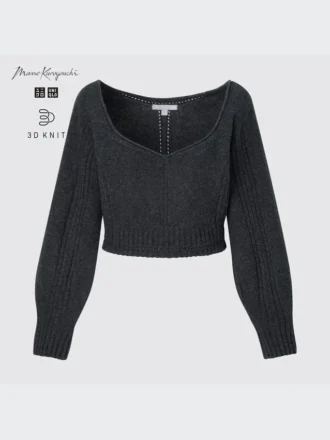 3D Knit-strikket langærmede sweater til kvinder