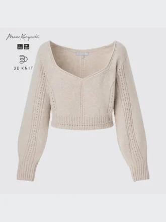 3D Knit-strikket langærmede sweater til kvinder