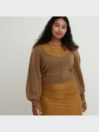 3D Knit-strikket langærmede sweater til kvinder