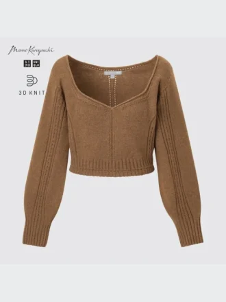3D Knit-strikket langærmede sweater til kvinder