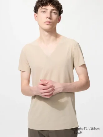 AIRism Anti-Odor Mesh T-shirt til mænd | V-hals