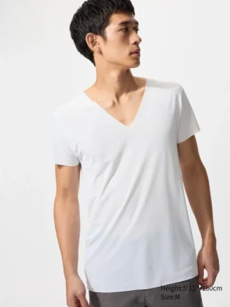 AIRism Anti-Odor Mesh T-shirt til mænd | V-hals