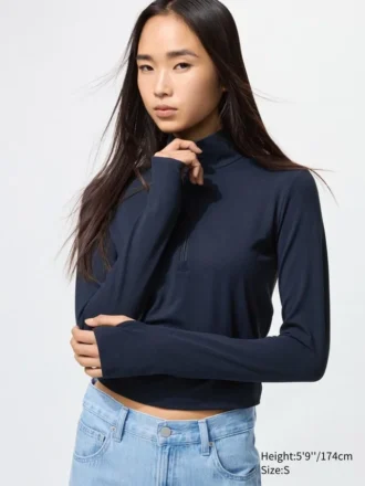 AIRism Soft Half-Zip T-shirt til kvinder