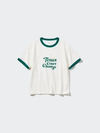 AIRism-T-shirt med kort ærme og grafisk print til kvinder