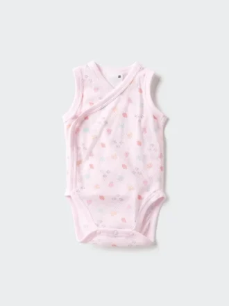 Baby Baby bomuldsmesh ærmeløse Bodyer | Åben front | Trykt