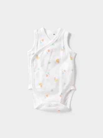 Baby Baby bomuldsmesh ærmeløse Bodyer | Åben front | Trykt