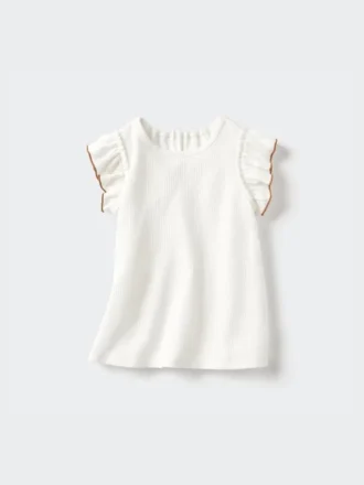 Baby Baby Dry T-shirt med flæser på ærmerne