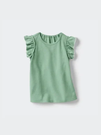 Baby Baby Dry T-shirt med flæser på ærmerne
