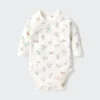 Baby Baby langærmede body | Trykt | Åben foran