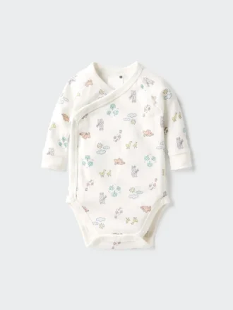 Baby Baby langærmede body | Trykt | Åben foran