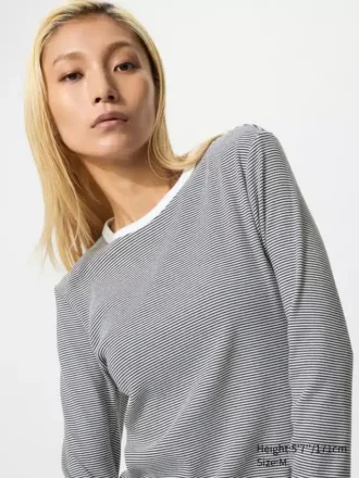 Blød ribbet T-shirt til kvinder | Stribet