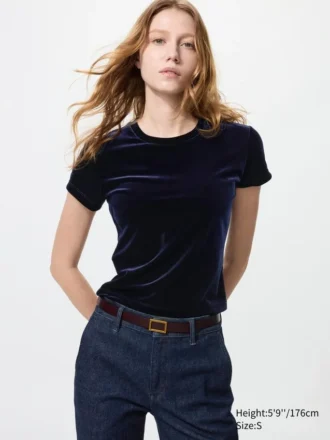 Blød velour-mini-T-shirt til kvinder