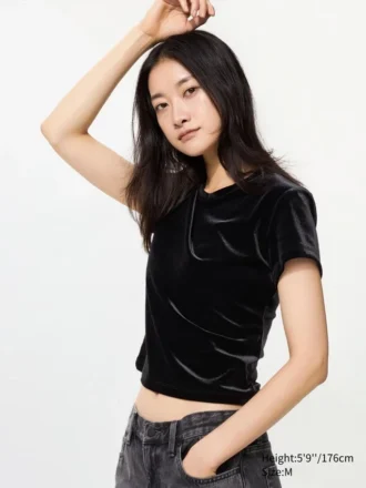 Blød velour-mini-T-shirt til kvinder
