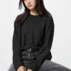 Blødt strikket fleece-langærmede T-shirts til kvinder