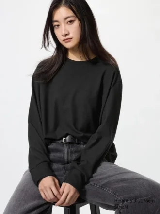 Blødt strikket fleece-langærmede T-shirts til kvinder