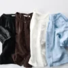 Bluse med voluminøse ærmer i linneblanding til kvinder