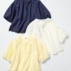 Broderet bluse med korte ærmer til kvinder