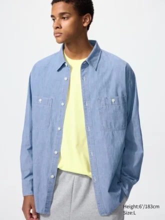 Chambray-overshirt til mænd