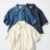 Denim-skjorte i boxy-pasform til kvinder | Halv ærme