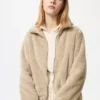 Fluffy Yarn Fleece-jakke med gennemgående lynlås til kvinder