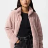 Fluffy Yarn Fleece-jakke med gennemgående lynlås til kvinder