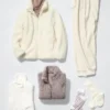 Fluffy Yarn Fleece-jakke med gennemgående lynlås til kvinder