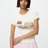 Grafisk T-shirt til kvinder med muntert motiv