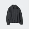 Halv-zip-pullover i børstet jersey til kvinder