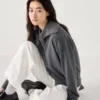 Halv-zip-pullover i børstet jersey til kvinder