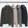 Halv-zip-pullover i børstet jersey til kvinder