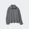 Halv-zip-pullover i børstet jersey til kvinder