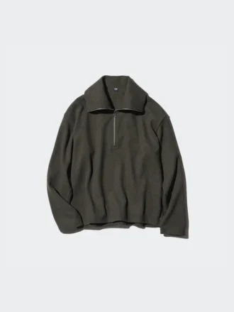 Halv-zip pullover-skjorte i børstet jersey til kvinder