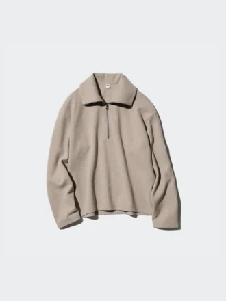 Halv-zip pullover-skjorte i børstet jersey til kvinder