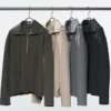 Halv-zip pullover-skjorte i børstet jersey til kvinder