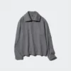 Halv-zip pullover-skjorte i børstet jersey til kvinder