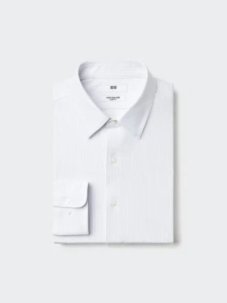 Herre-skjorte i super strygefri jersey, slim fit | Almindelig krave | Stribet