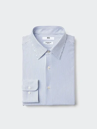 Herre-slimfit-skjorte i super strygefri jersey | Stribet