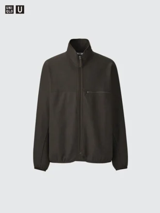 Herreblouson i børstet jersey med lynlås