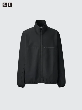 Herreblouson i børstet jersey med lynlås