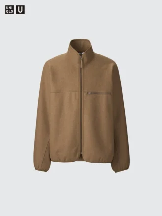 Herreblouson i børstet jersey med lynlås