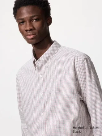 Herreskjorte i bredvævet stof | Button-down | Ternet