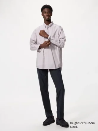 Herreskjorte i bredvævet stof | Button-down | Ternet