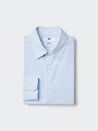 Herresuper-strygefri slim-skjorte | Almindelig krave | Ternet
