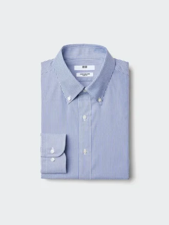 Herresuper-strygefri slim-skjorte | Button-down-krave | Stribet