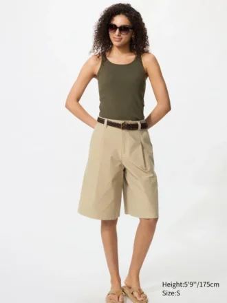 Jersey-plisserede lange shorts til kvinder